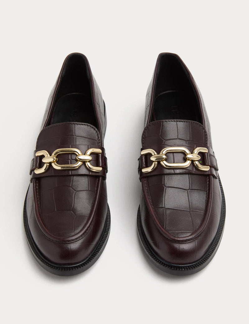 M&S leather croc trim women's flat loafers size 4, UK version