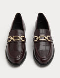 M&S leather croc trim women's flat loafers size 4, UK version