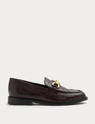 M&S Leder-Krokoprägung-Flachschuhe Damen Größe 4