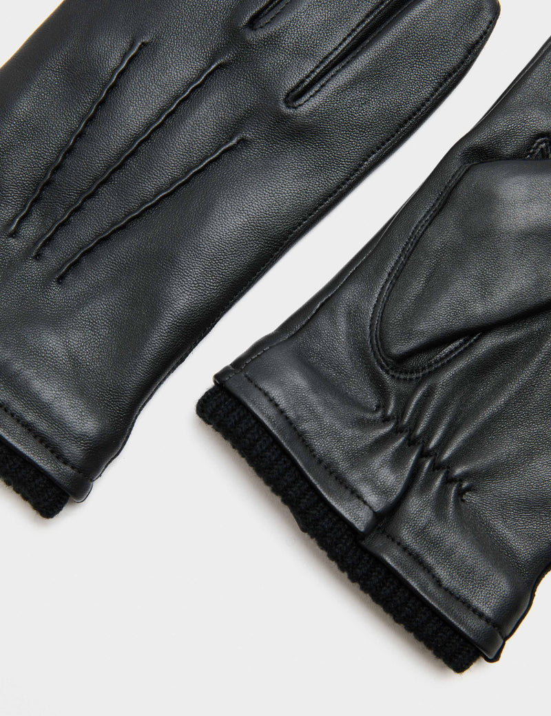 M&S leather cuffed gloves with lining and ribbed cuffs (British brand)