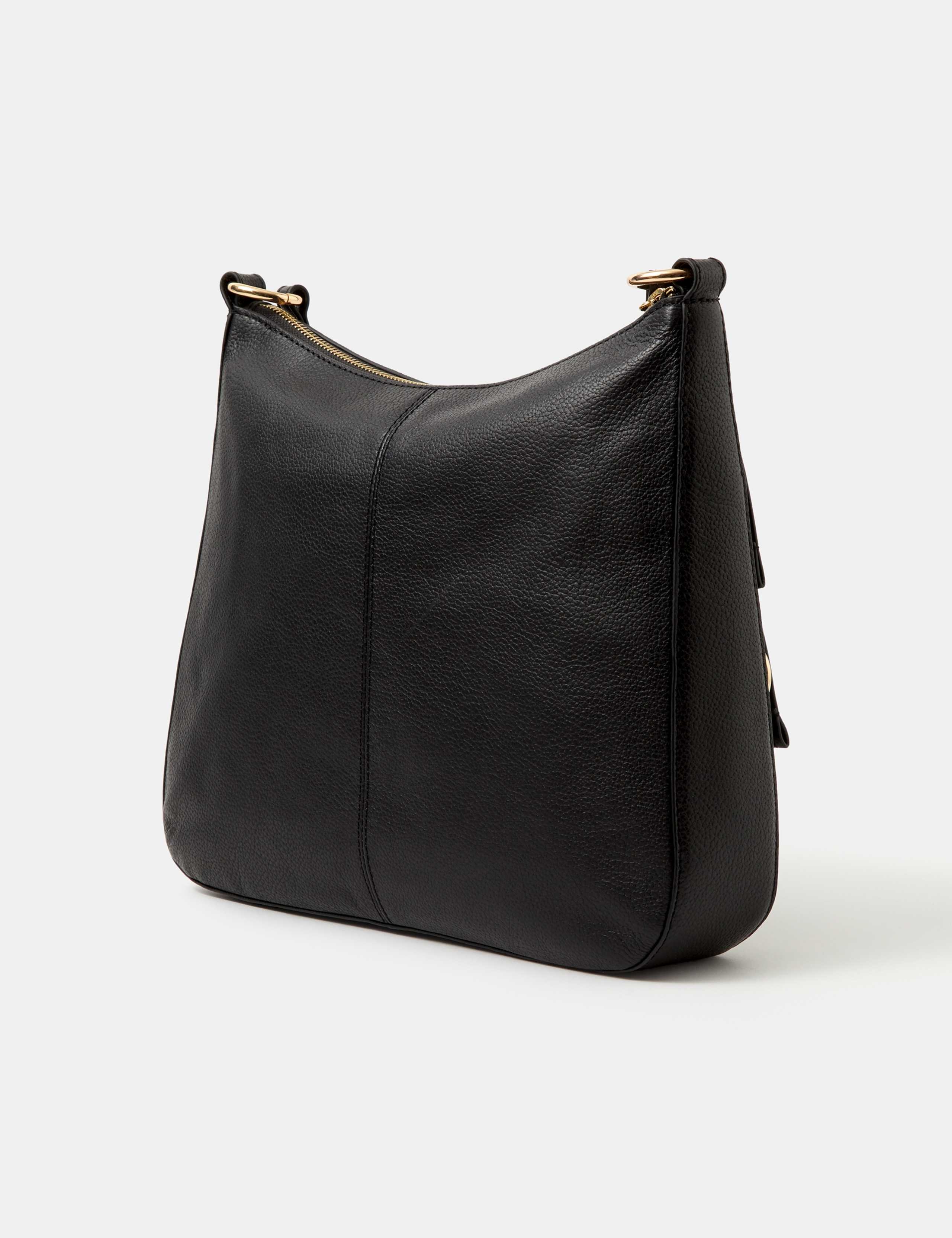 Accessorize leather curved messenger bag with suede, UK version