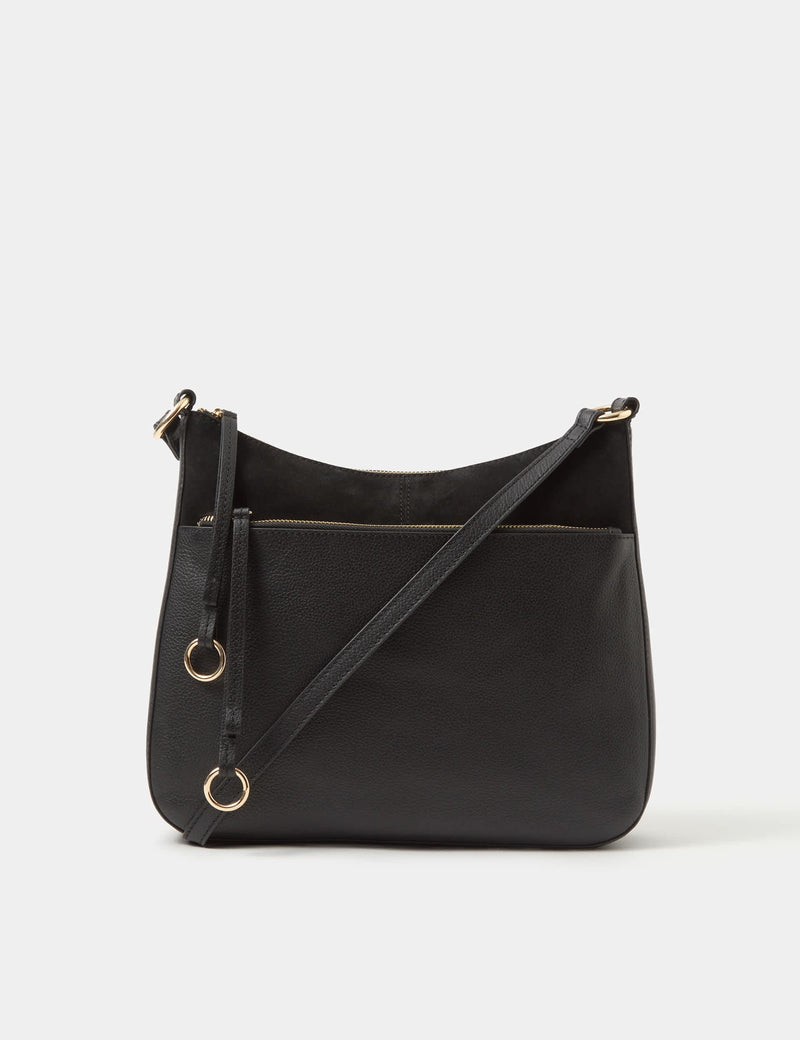 Accessorize leather curved messenger bag with suede, UK version