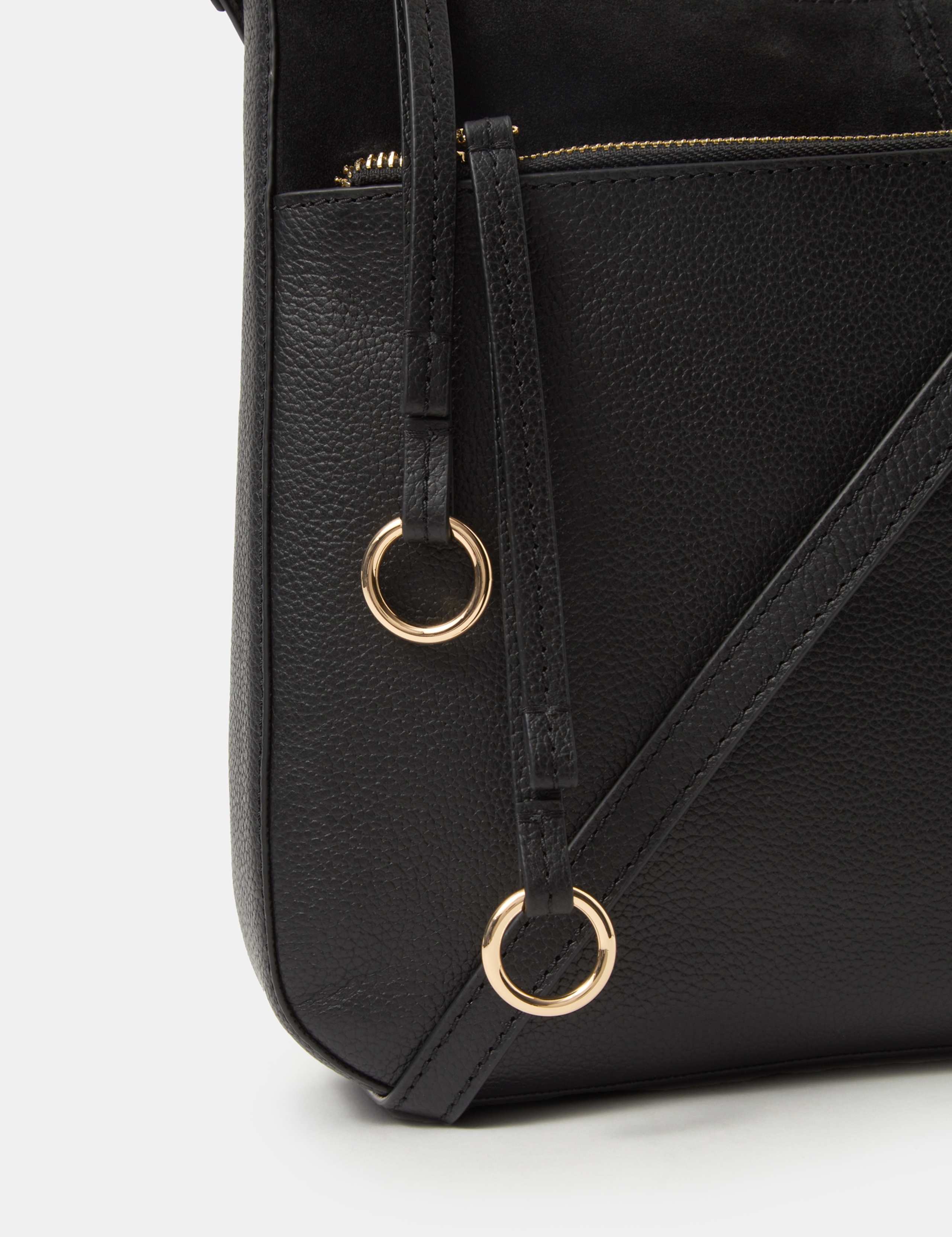 Accessorize leather curved messenger bag with suede, UK version