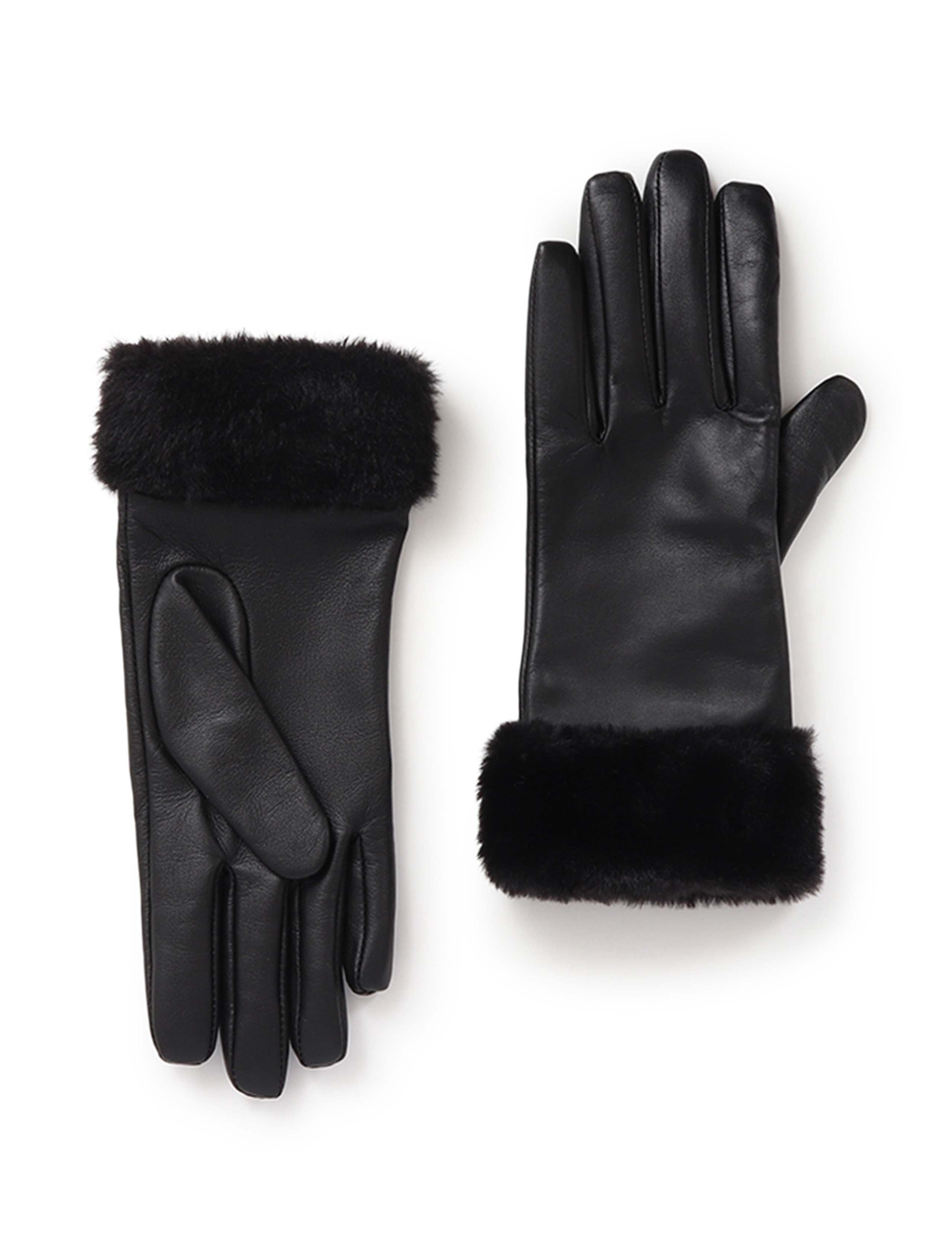 Jones Bootmaker faux fur cuffed leather gloves - British product