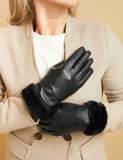 Jones Bootmaker faux fur cuffed leather gloves - British product