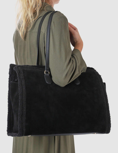 M&S Jones Bootmaker Leather Fur Trim Shoulder Bag- Buy online at McGrocer