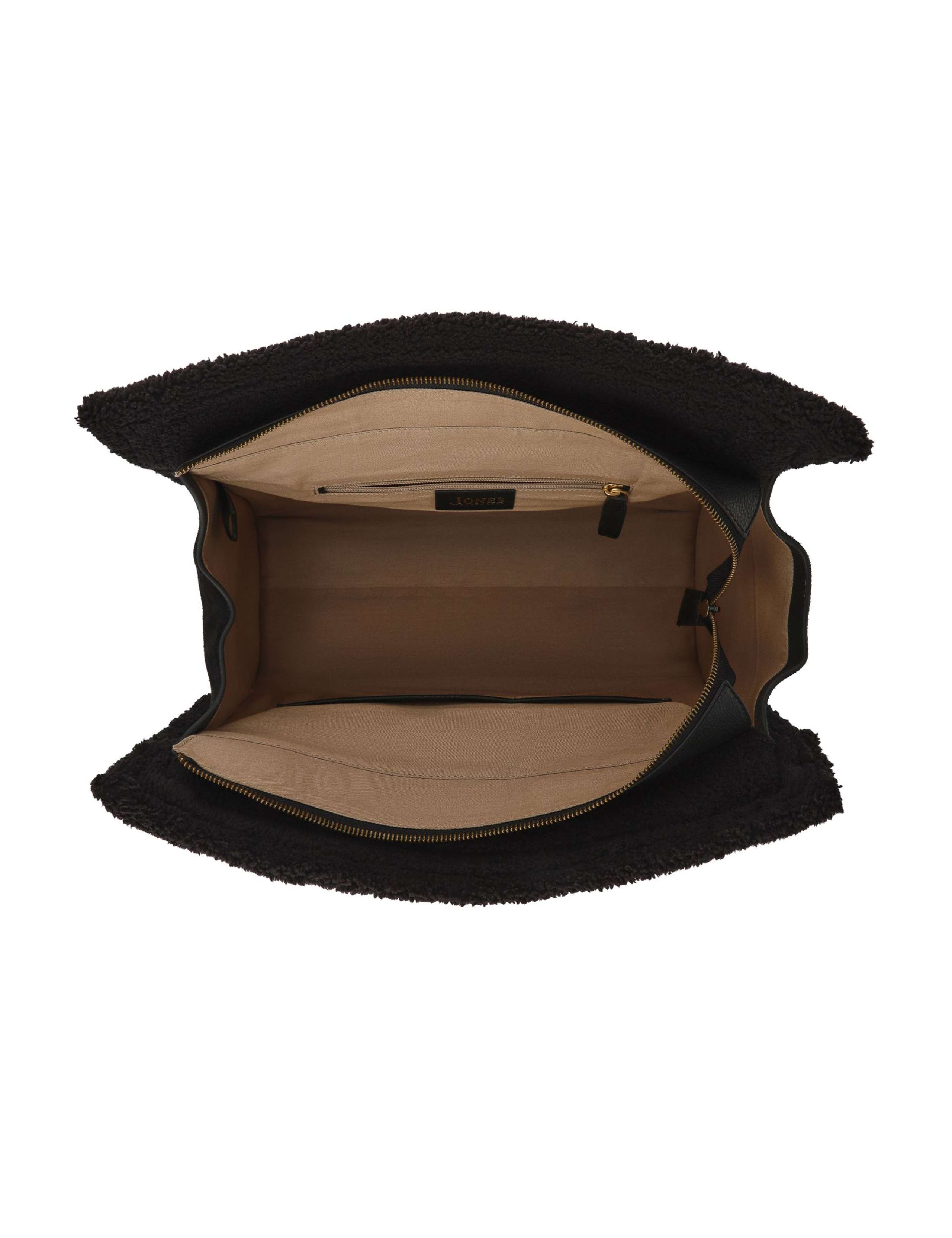 Jones Bootmaker leather fur trim shoulder bag, imported from the UK