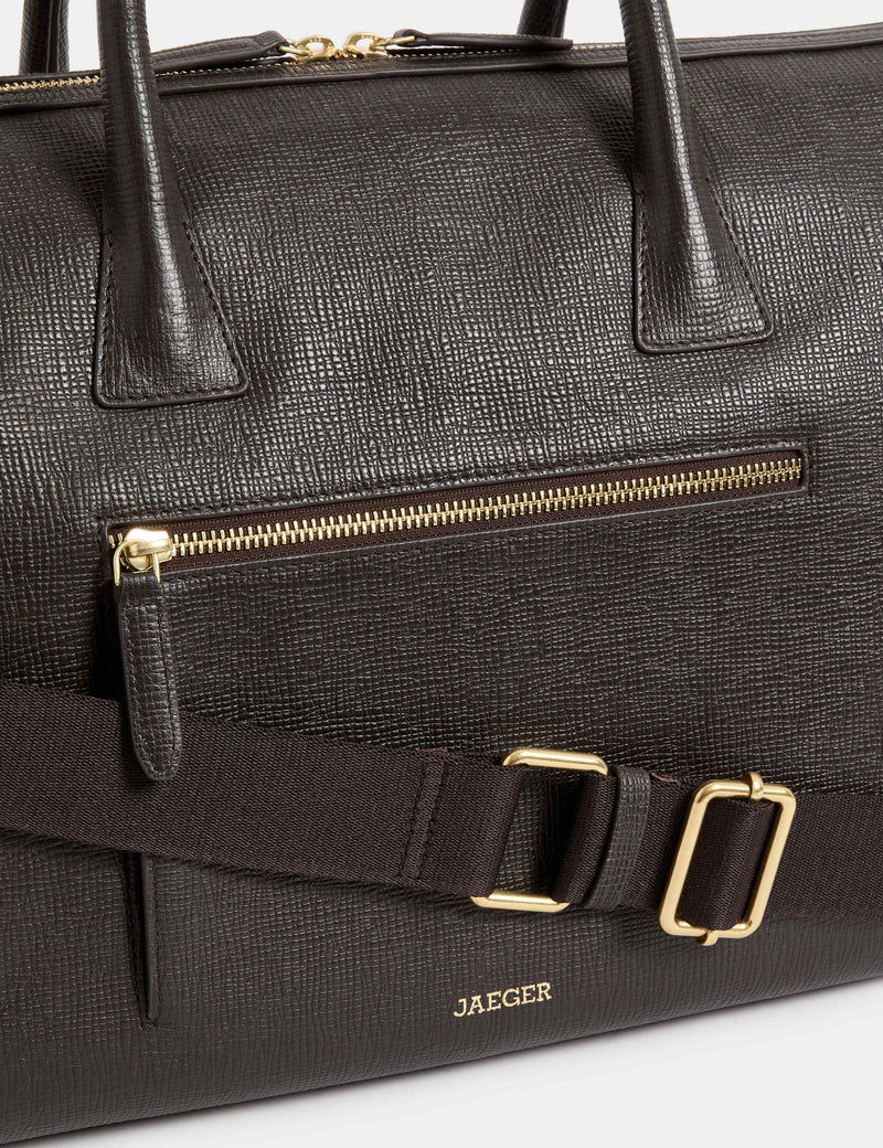 Soft Leather Holdall with Vintage Detailing and Adjustable Strap