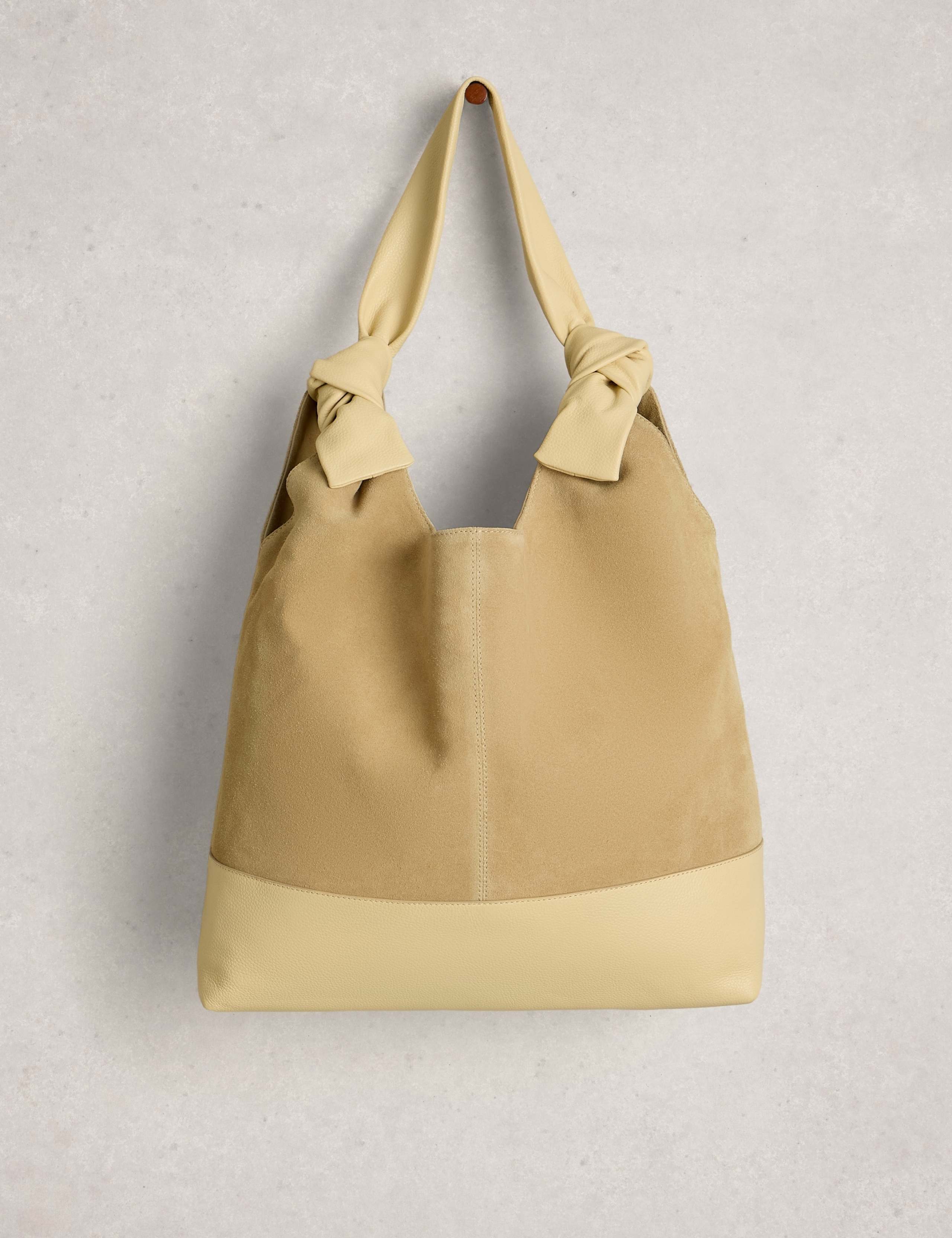 White Stuff leather knot shoulder bag with suede (British brand)