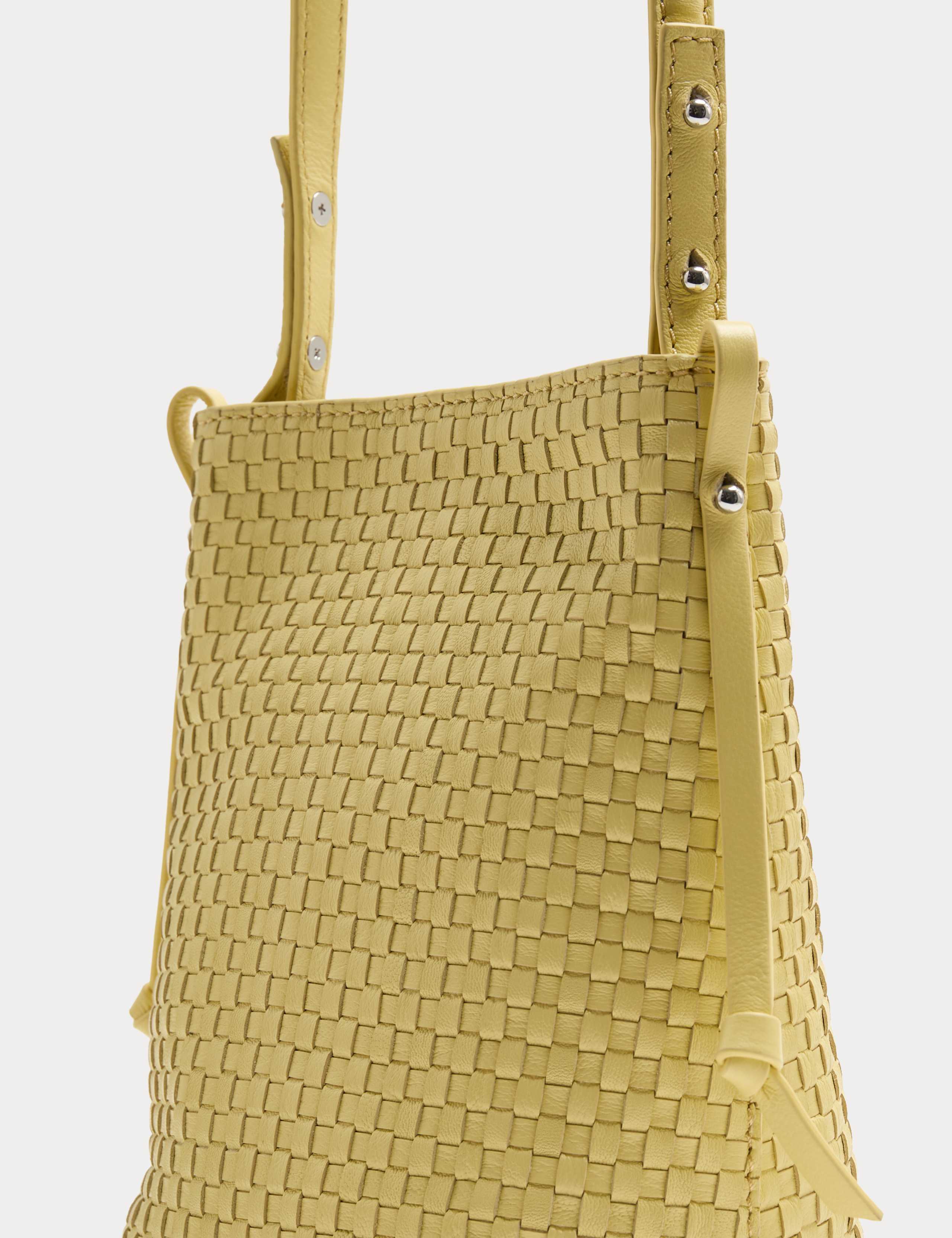 Jaeger leather lattice cross body bag (British brand)