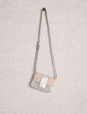 White Stuff leather metallic cross body bag, imported from the UK