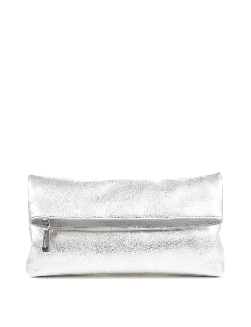 Jones Bootmaker leather metallic foldover clutch bag (British brand)