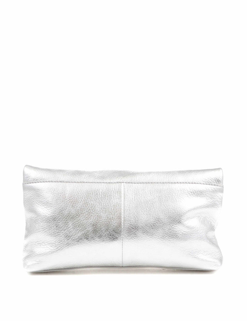 Jones Bootmaker leather metallic foldover clutch bag (British brand)