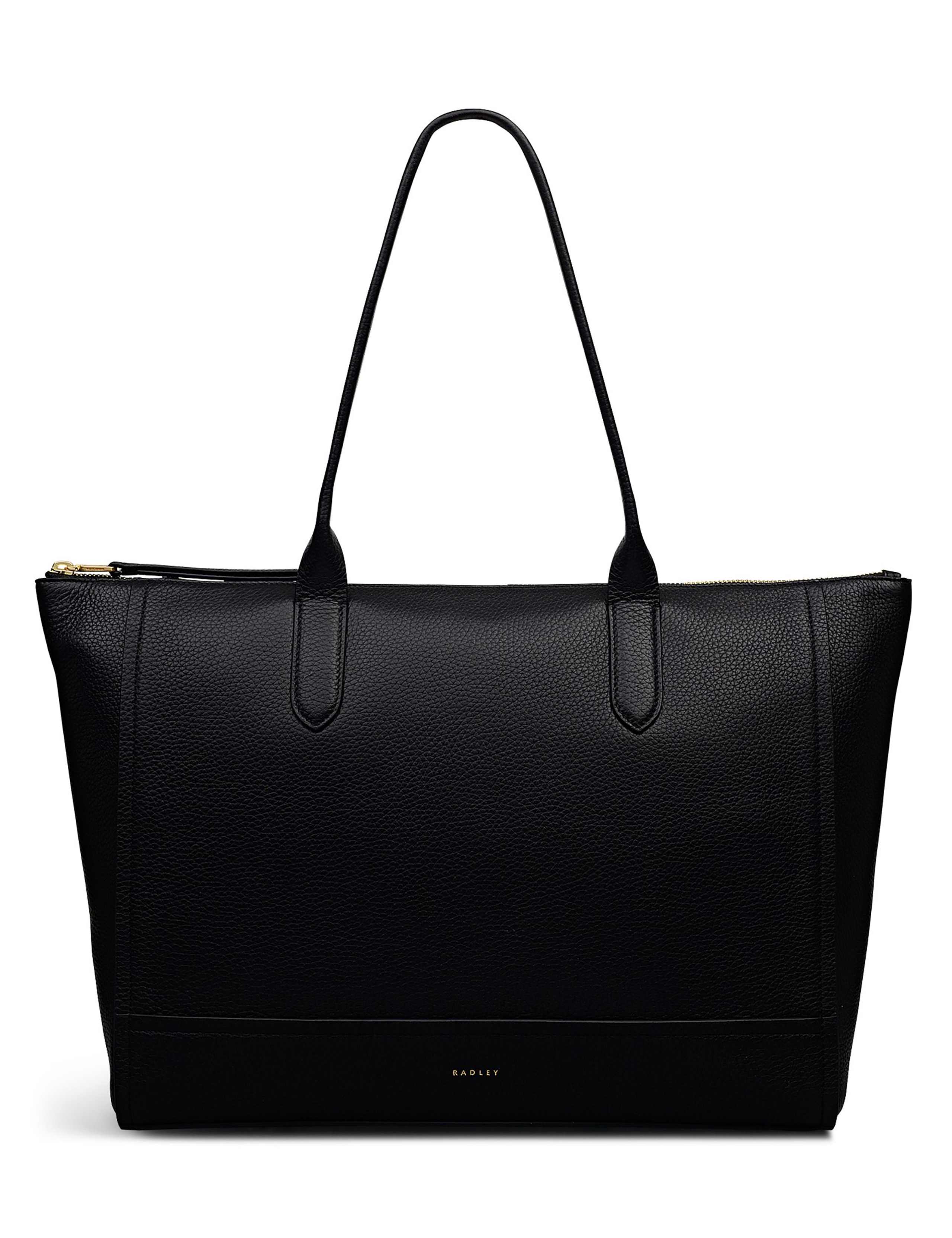 Leather Oak Street zip top tote bag in genuine leather, imported from the UK