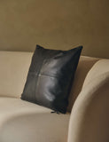 Leather panel cushion with feather filling 50cm (British brand)