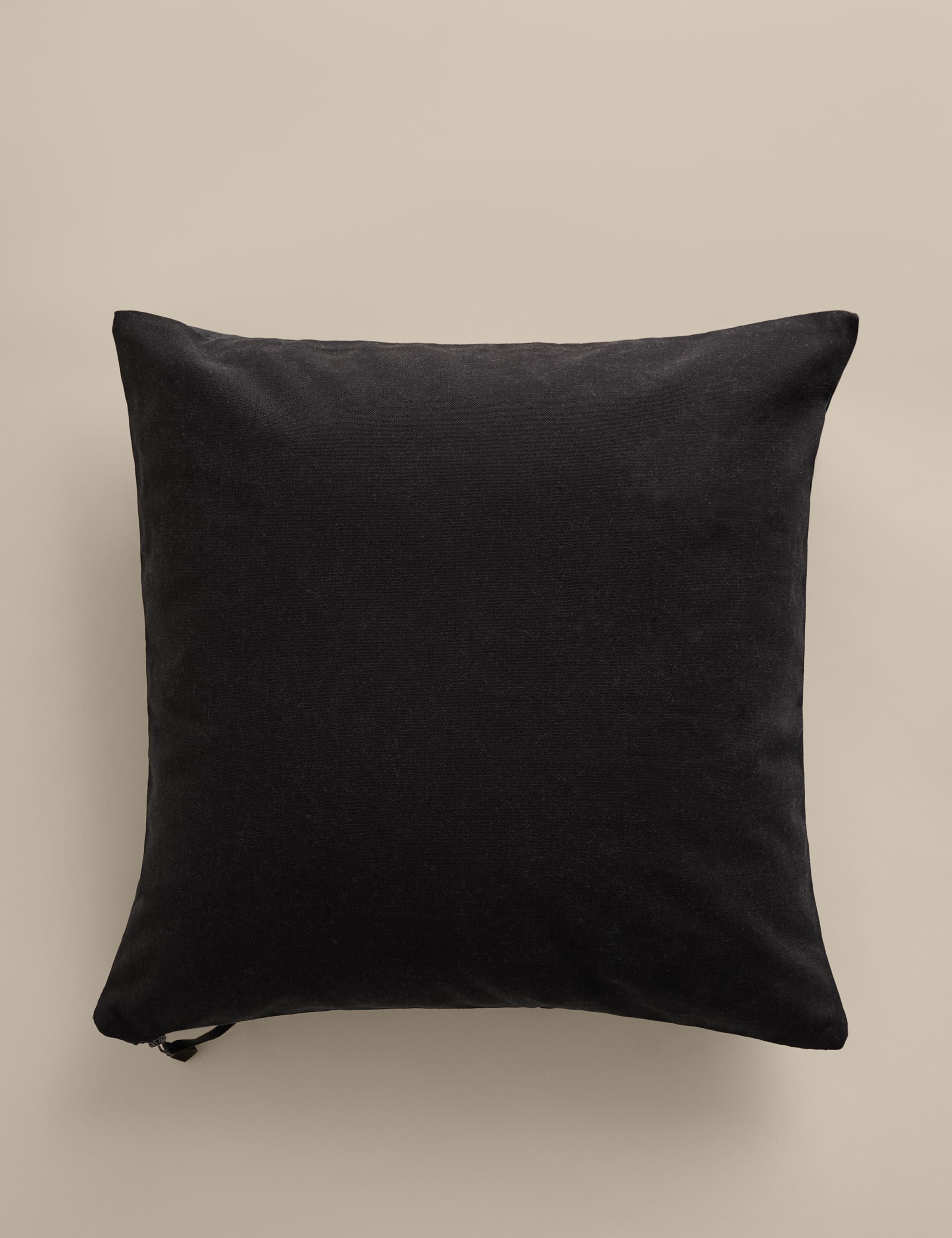 Leather panel cushion with feather filling 50cm (British brand)