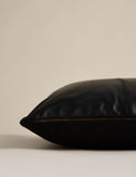 Leather panel cushion with feather filling 50cm (British brand)