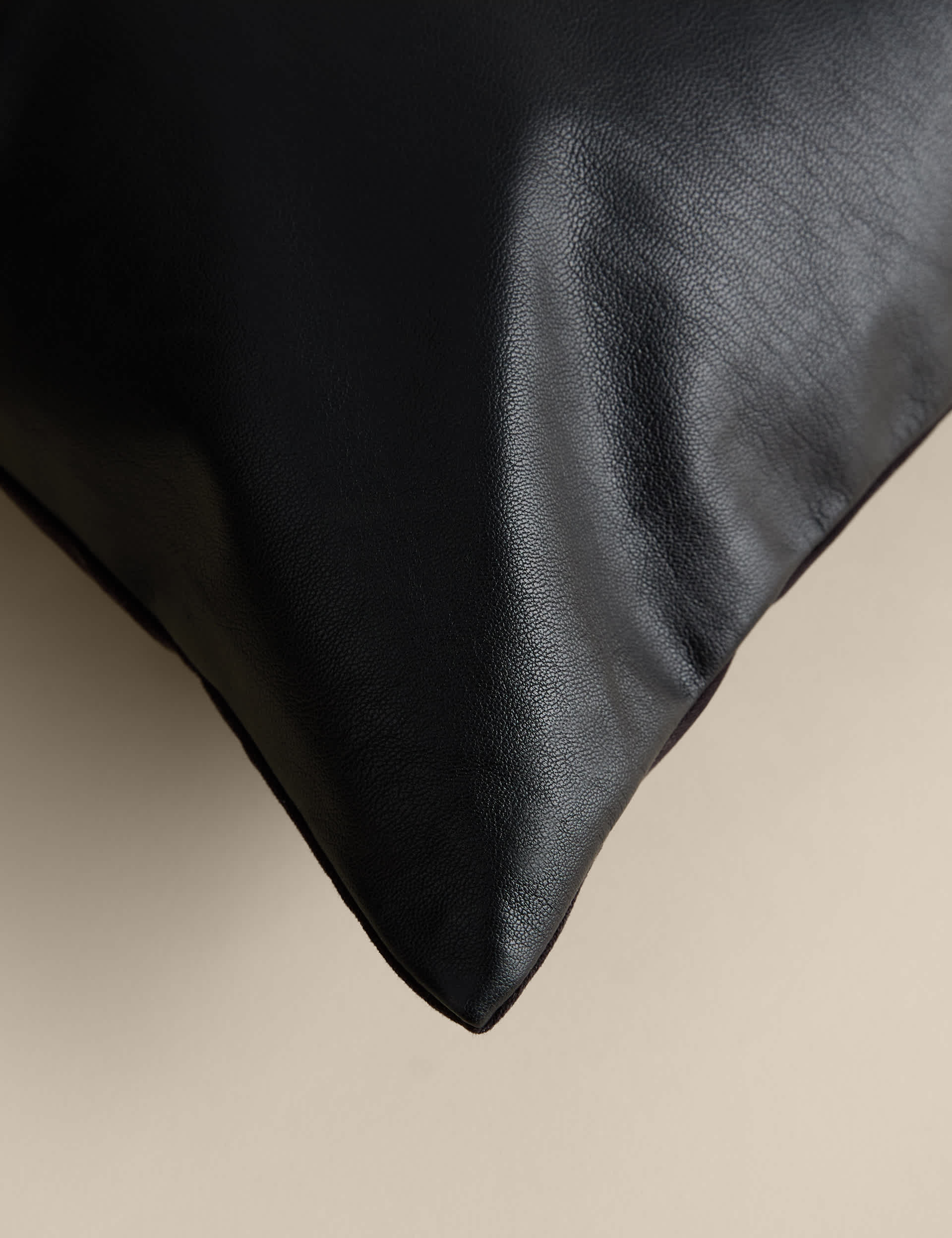 Leather panel cushion with feather filling 50cm (British brand)