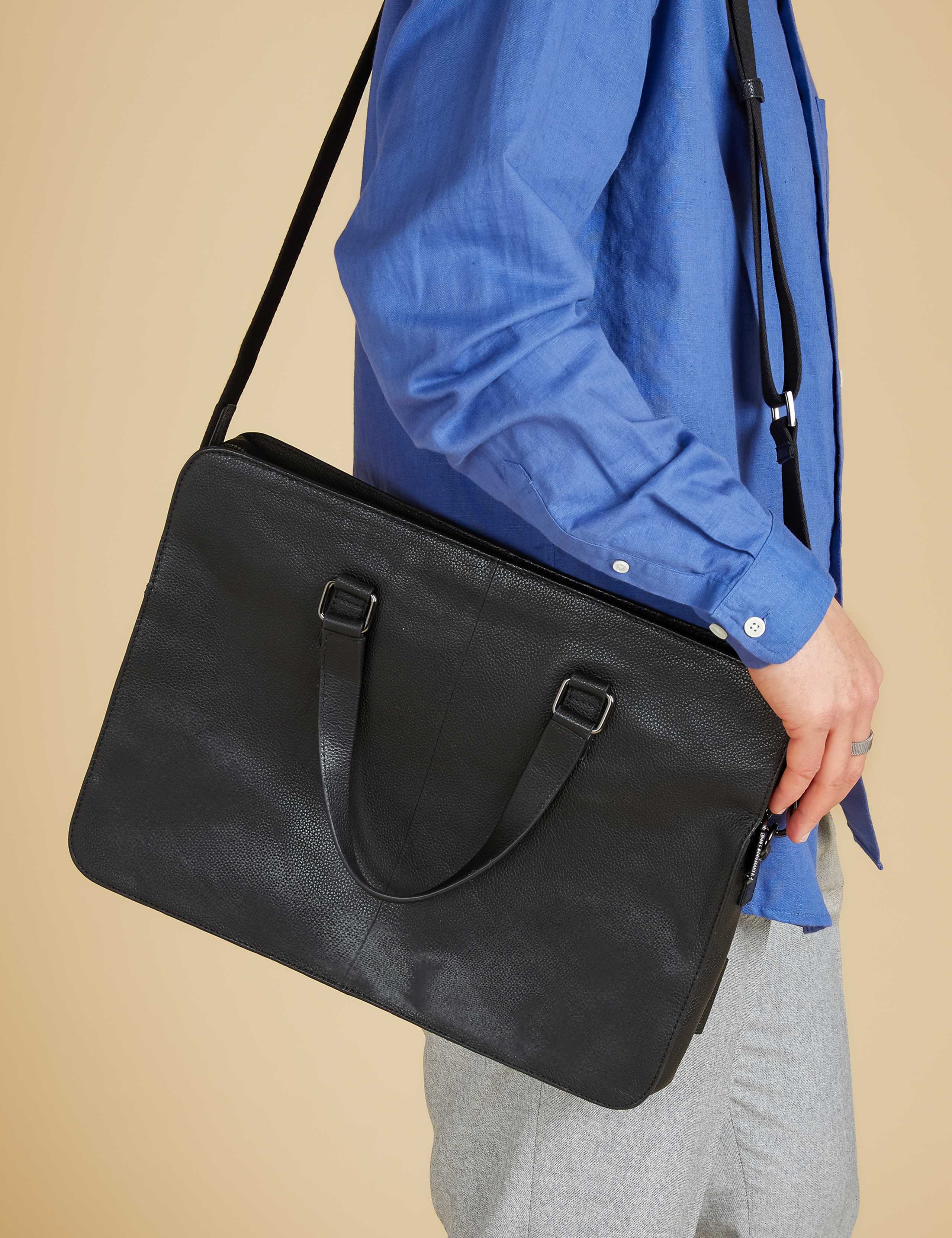 Jones Bootmaker leather pebble grain messenger bag, imported from the UK