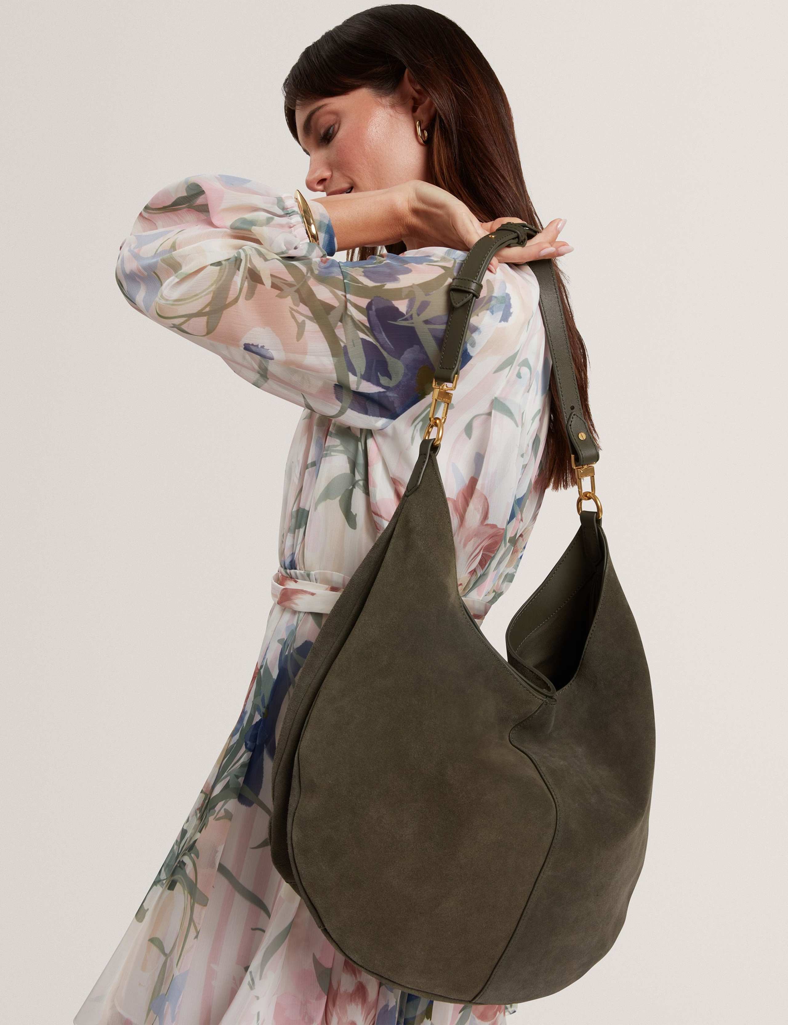 Ted Baker leather slouch shoulder bag with magnetic closure (British brand)