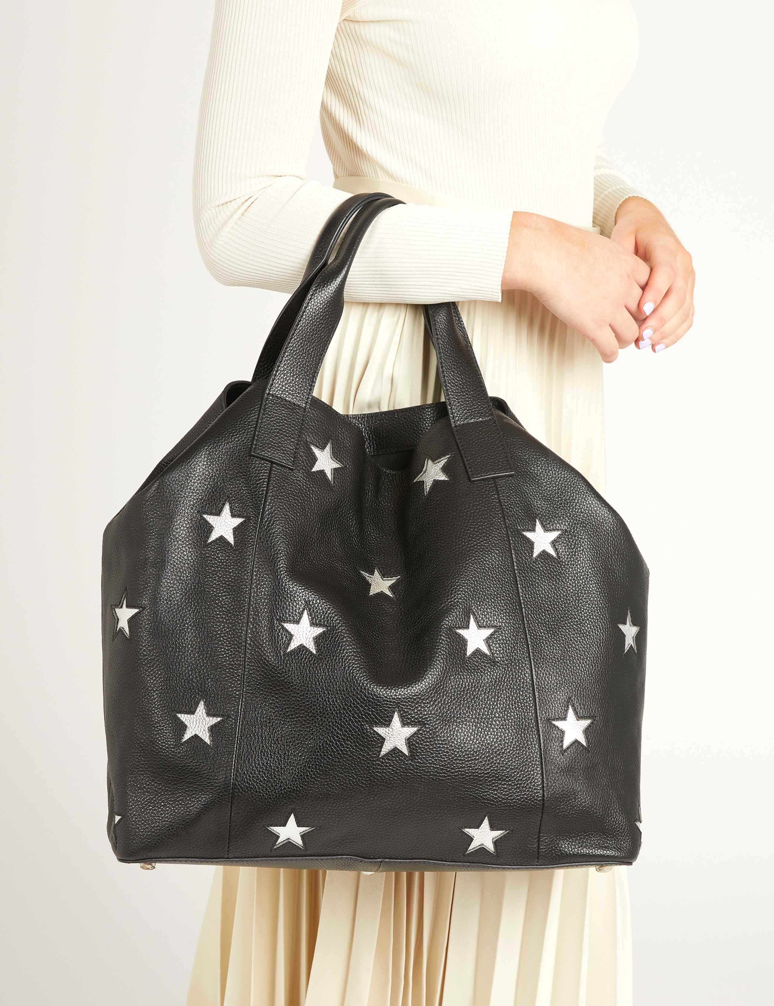 Jones Bootmaker leather tote bag with star cutouts - British product