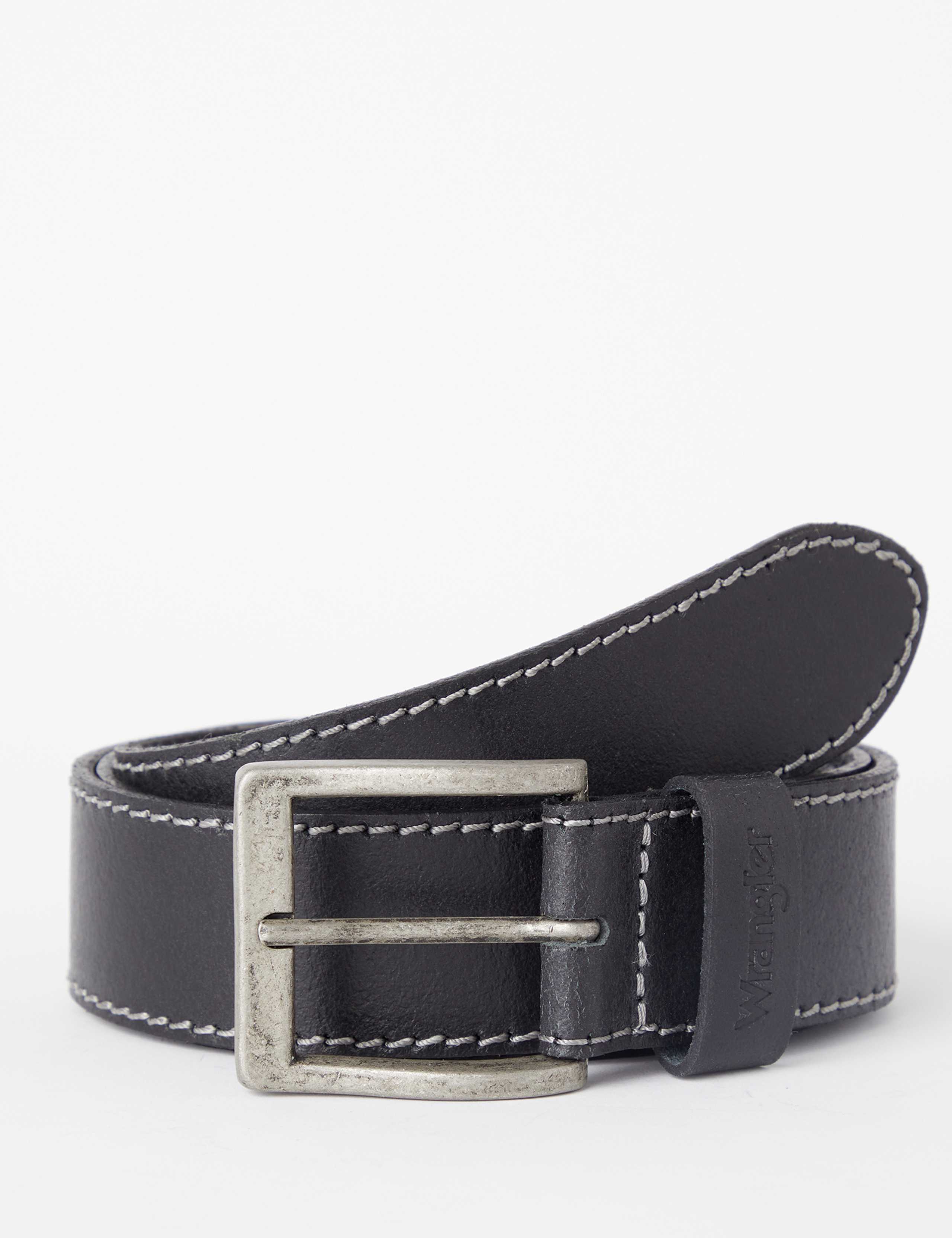 Wrangler leather belt with stitch detail, UK version