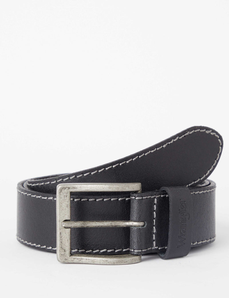 Wrangler leather belt with stitch detail, UK version