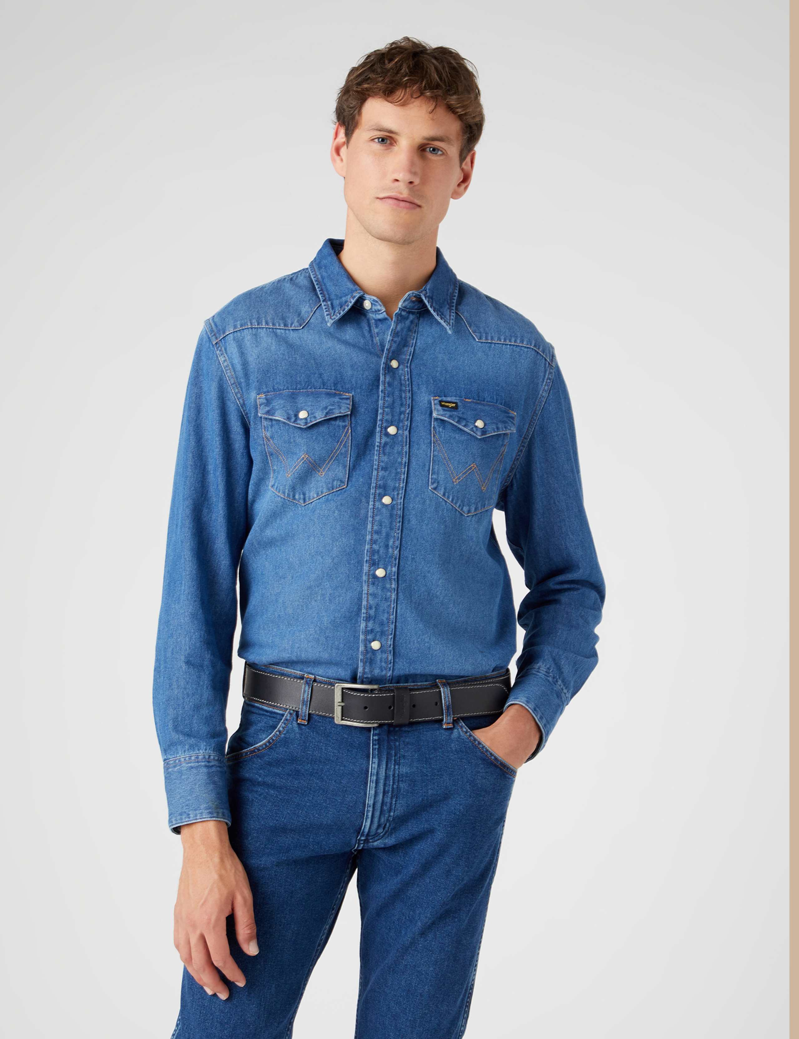 Wrangler leather belt with stitch detail, UK version