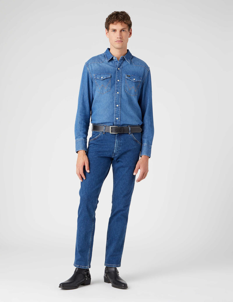 Wrangler leather belt with stitch detail, UK version