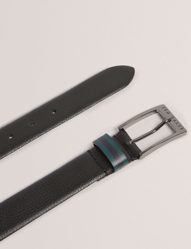 Ted Baker grained leather belt with gunmetal buckle (British brand)