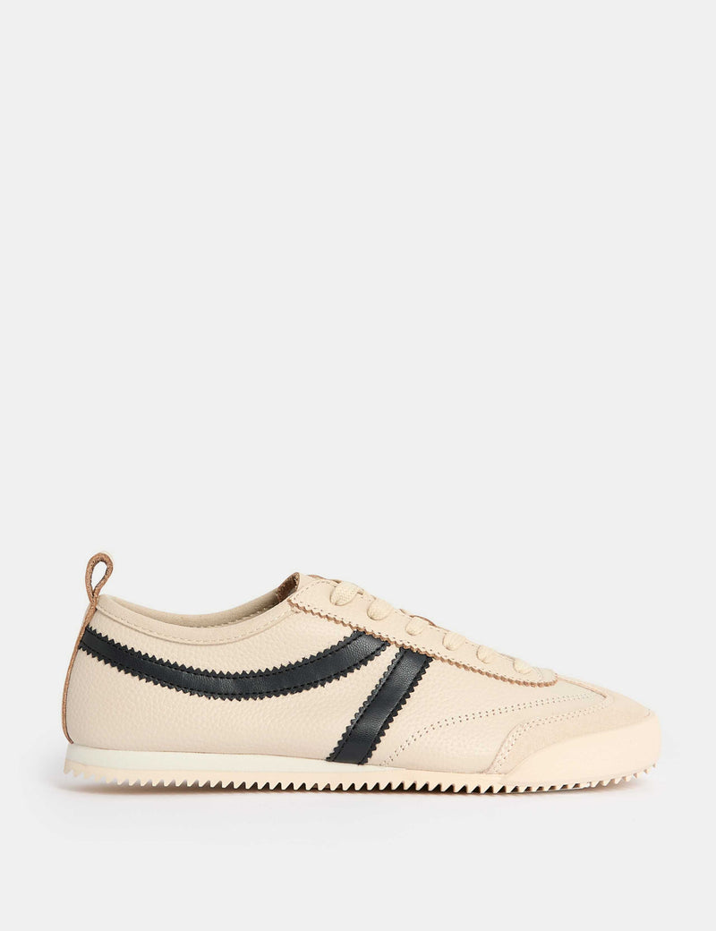M&S Leder-Streifen-Sneakers mit Kontraststreifen, britische Version