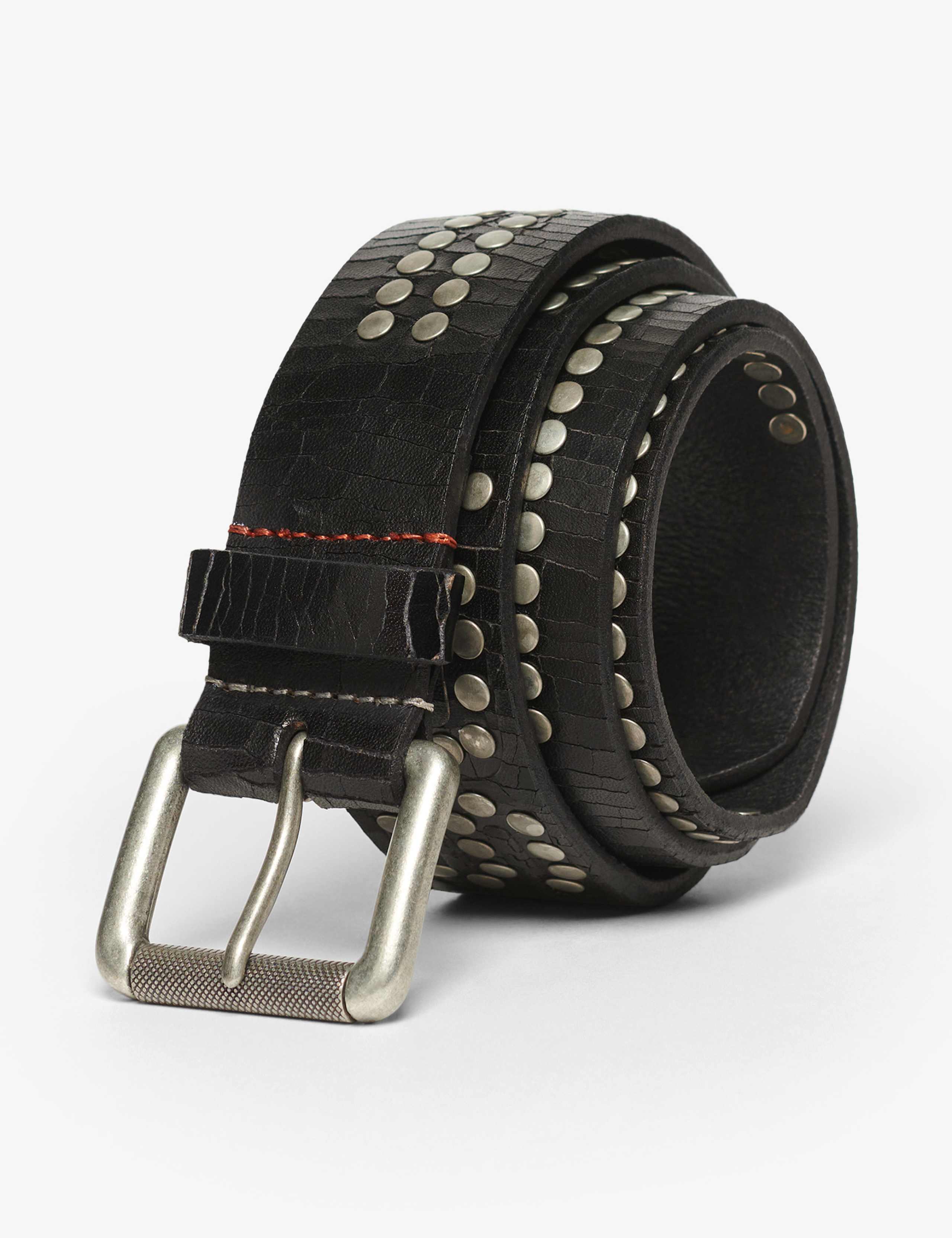 Superdry leather stud belt metallic buckle, UK version