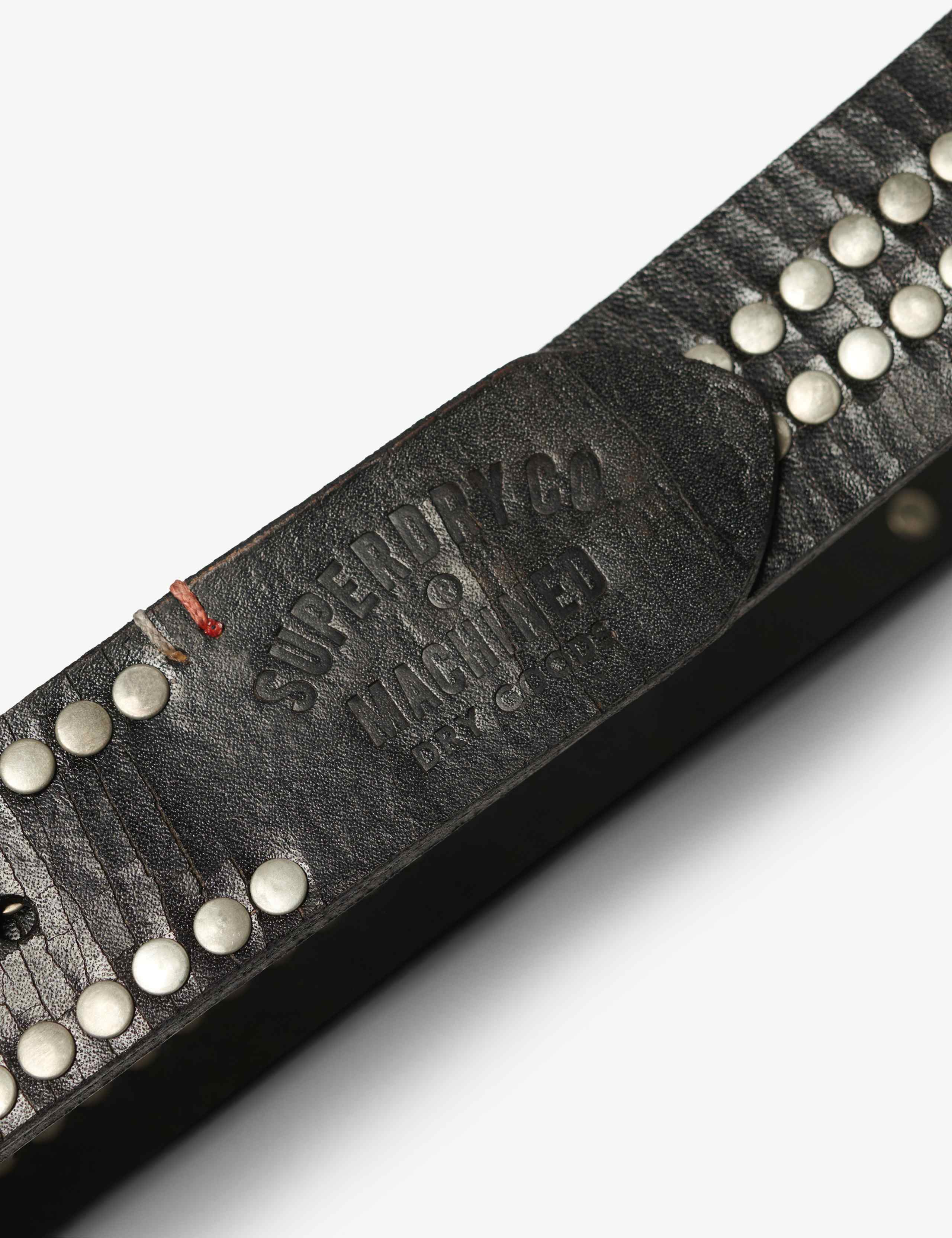 Superdry leather stud belt metallic buckle, UK version