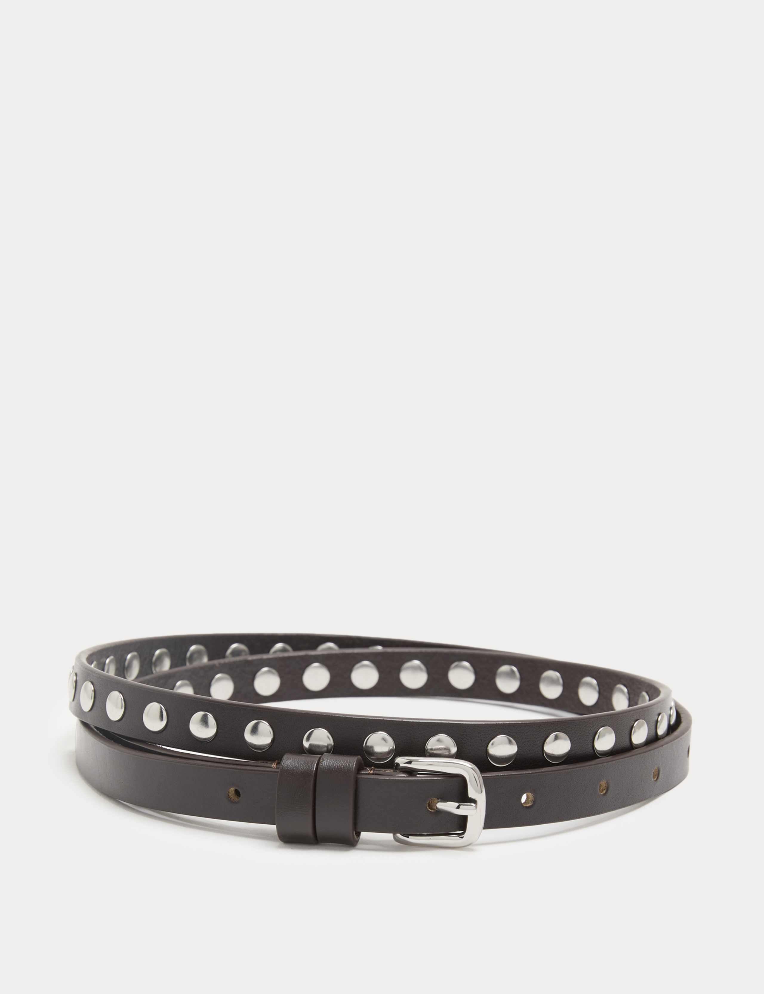 M&S leather studded skinny waist belt, UK version