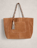 White Stuff leather tassel tote bag, plaited handles - British product