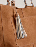 White Stuff Ledertasche mit Quaste, geflochtene Henkel - britisches Produkt