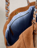 White Stuff leather tassel tote bag, plaited handles - British product