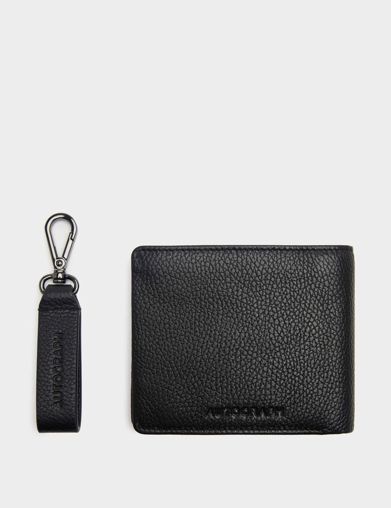 Autograph leather wallet and keyring gift set (British brand)