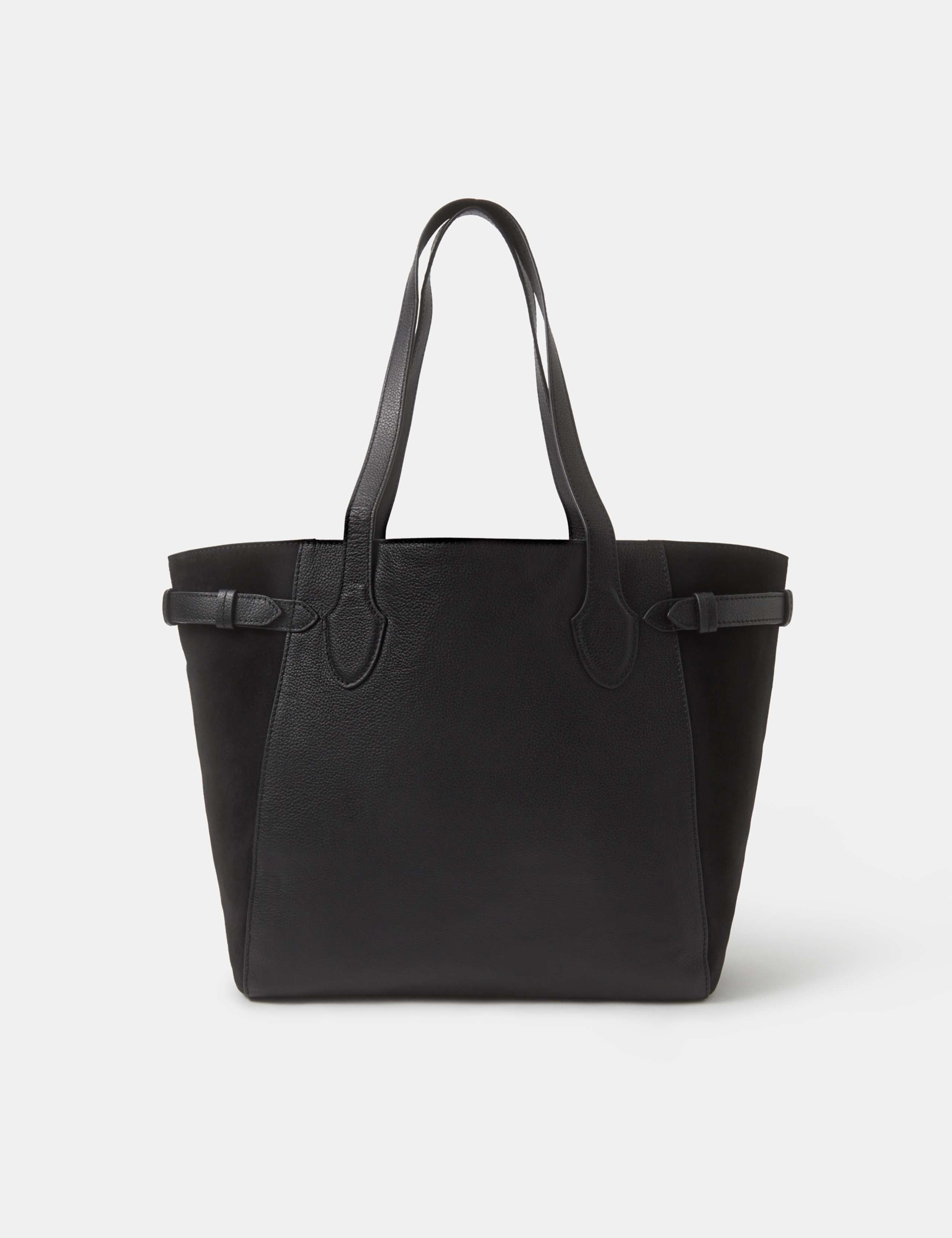 Accessorize leather tote bag with suede side panels and adjustable size (British brand)