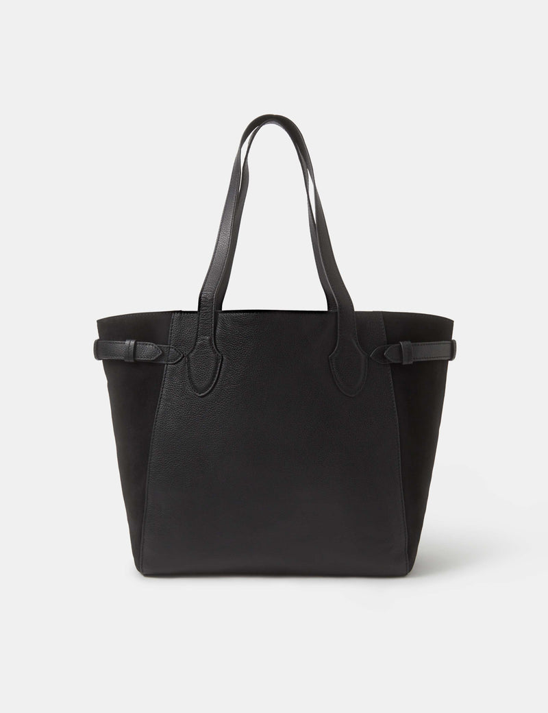 Accessorize leather tote bag with suede side panels and adjustable size (British brand)