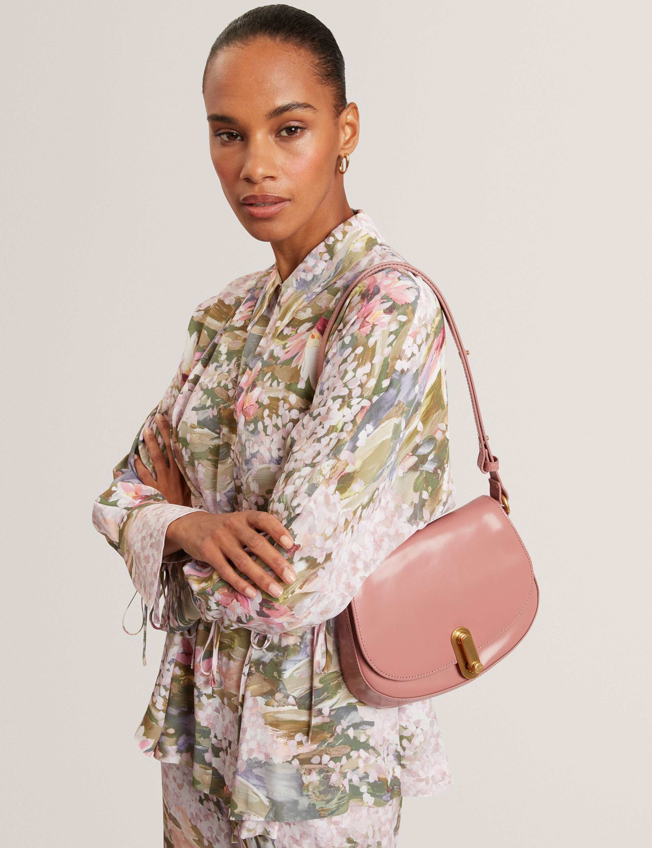 Ted Baker leather shoulder bag twist lock detail, UK version