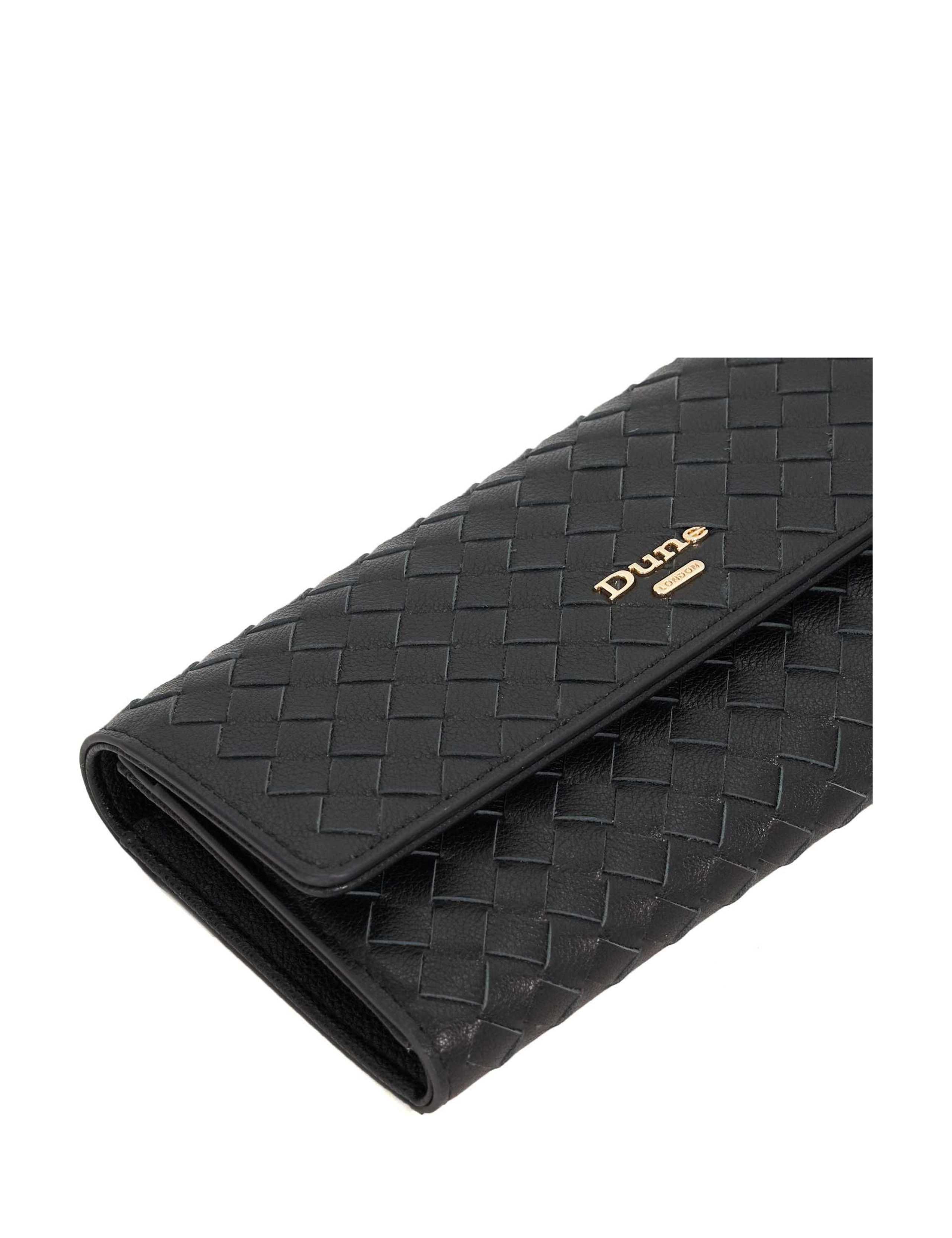 Dune London leather weave purse with gold-tone logo plaque - British product