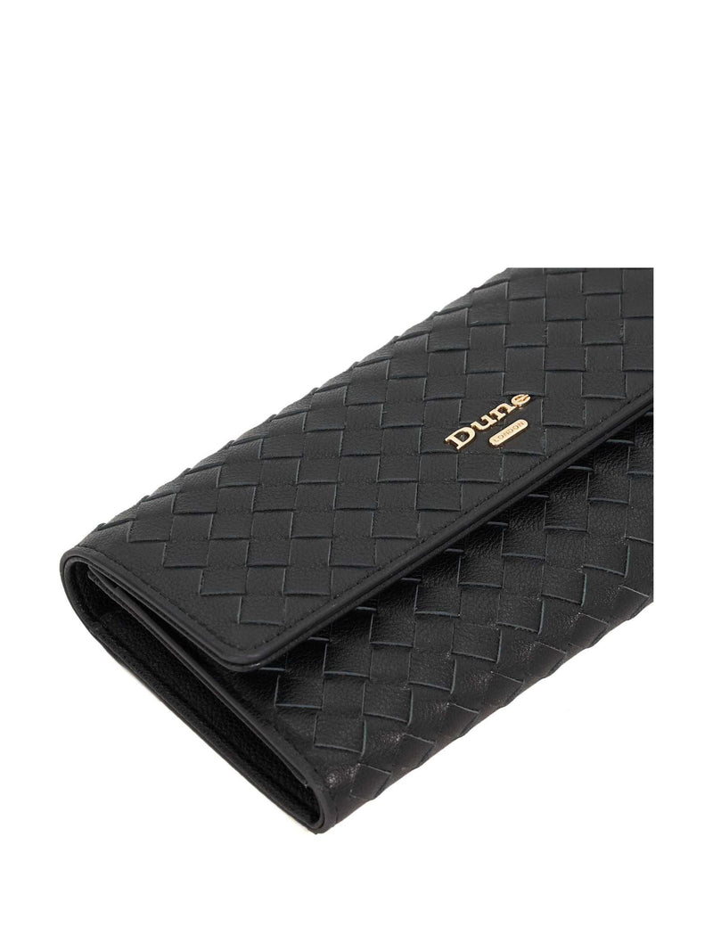 Dune London leather weave purse with gold-tone logo plaque - British product