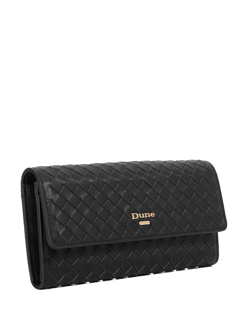 Dune London leather weave purse with gold-tone logo plaque - British product
