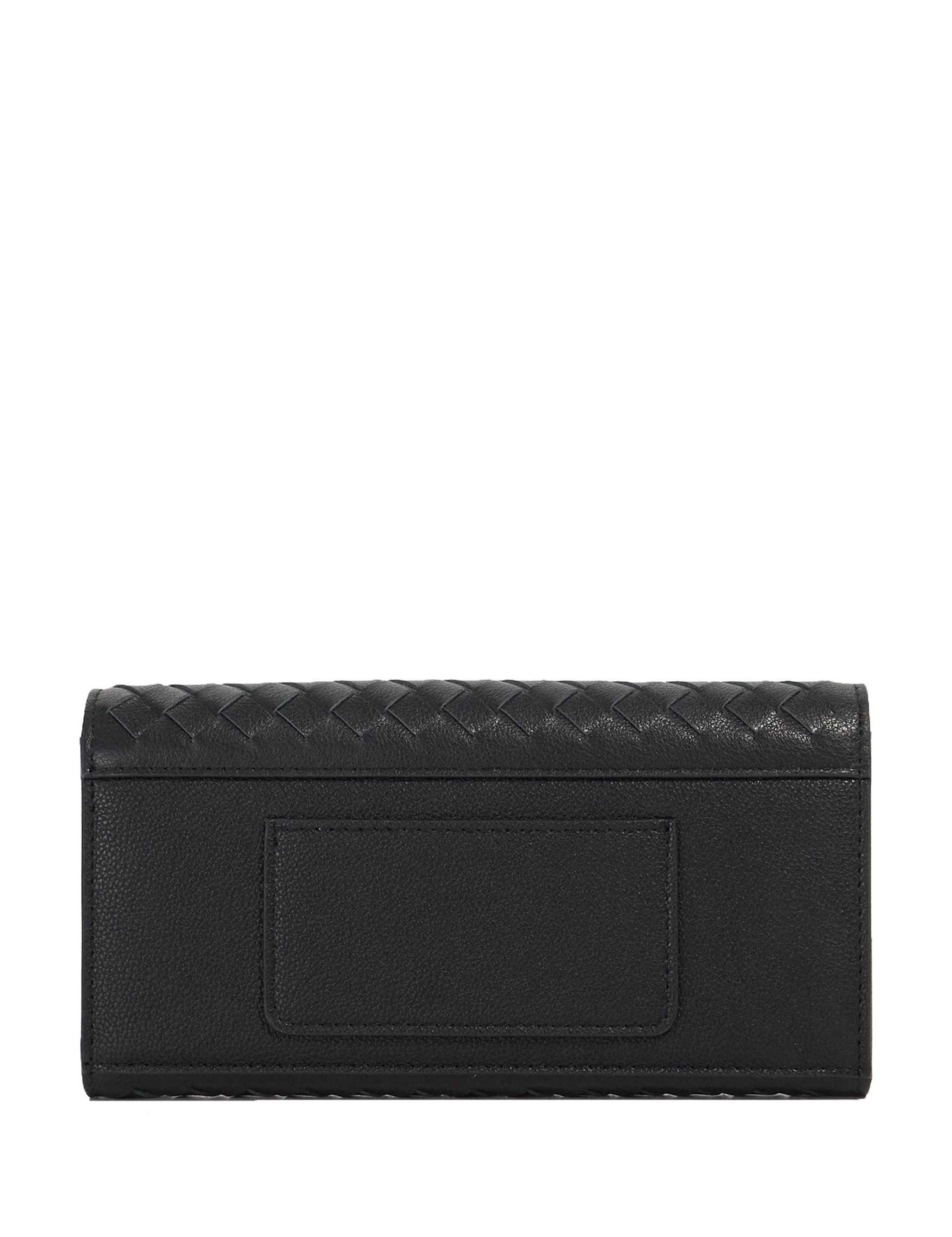 Dune London leather weave purse with gold-tone logo plaque - British product