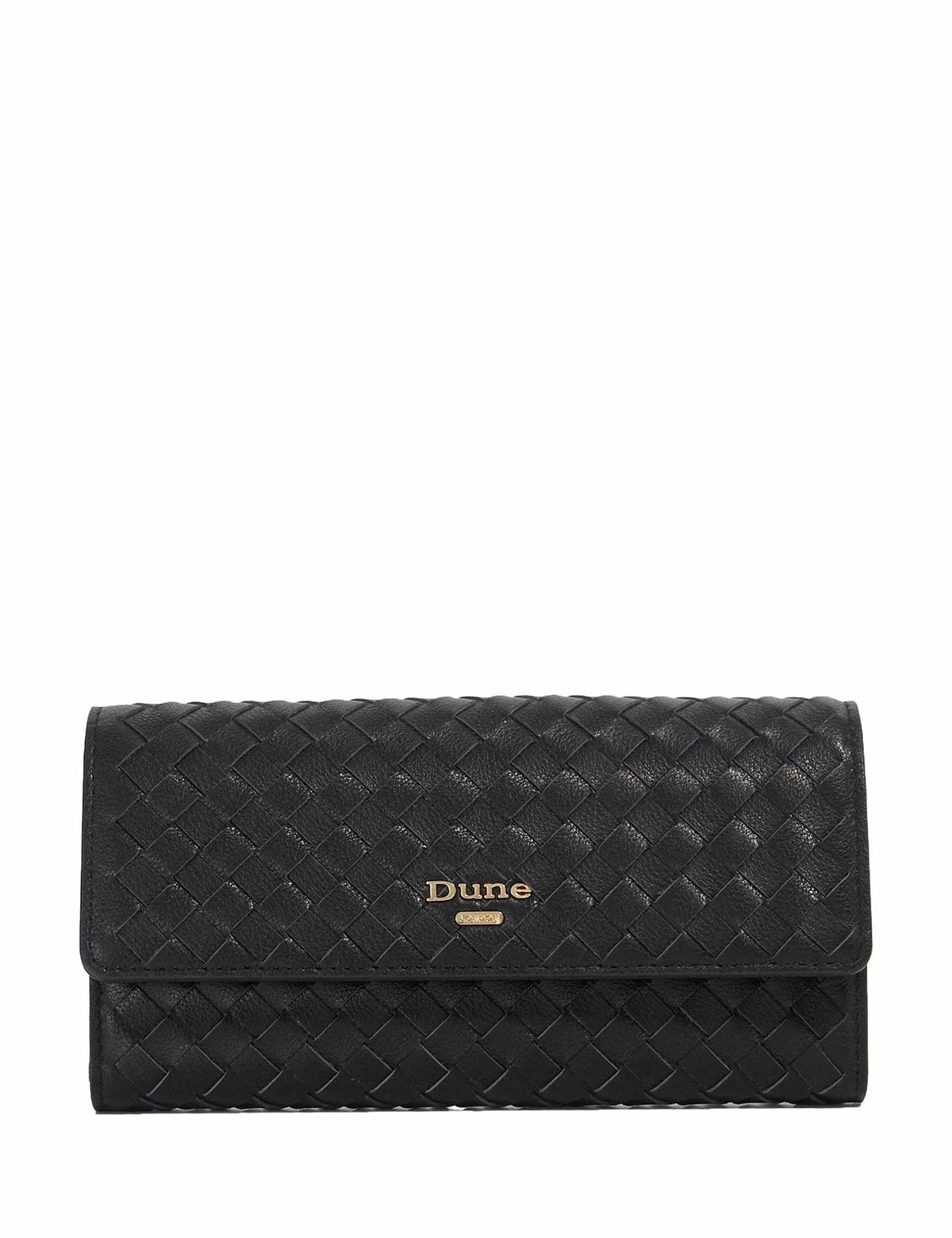 Dune London leather weave purse with gold-tone logo plaque - British product