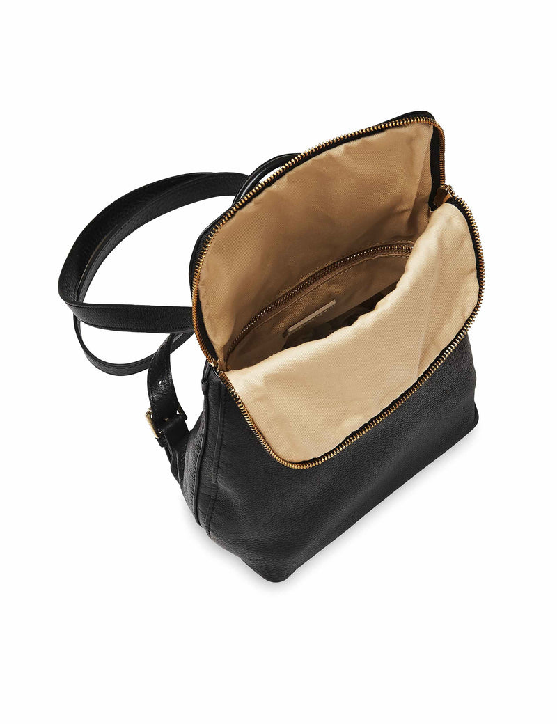 Whistles leather mini backpack with zip detail, imported from the UK