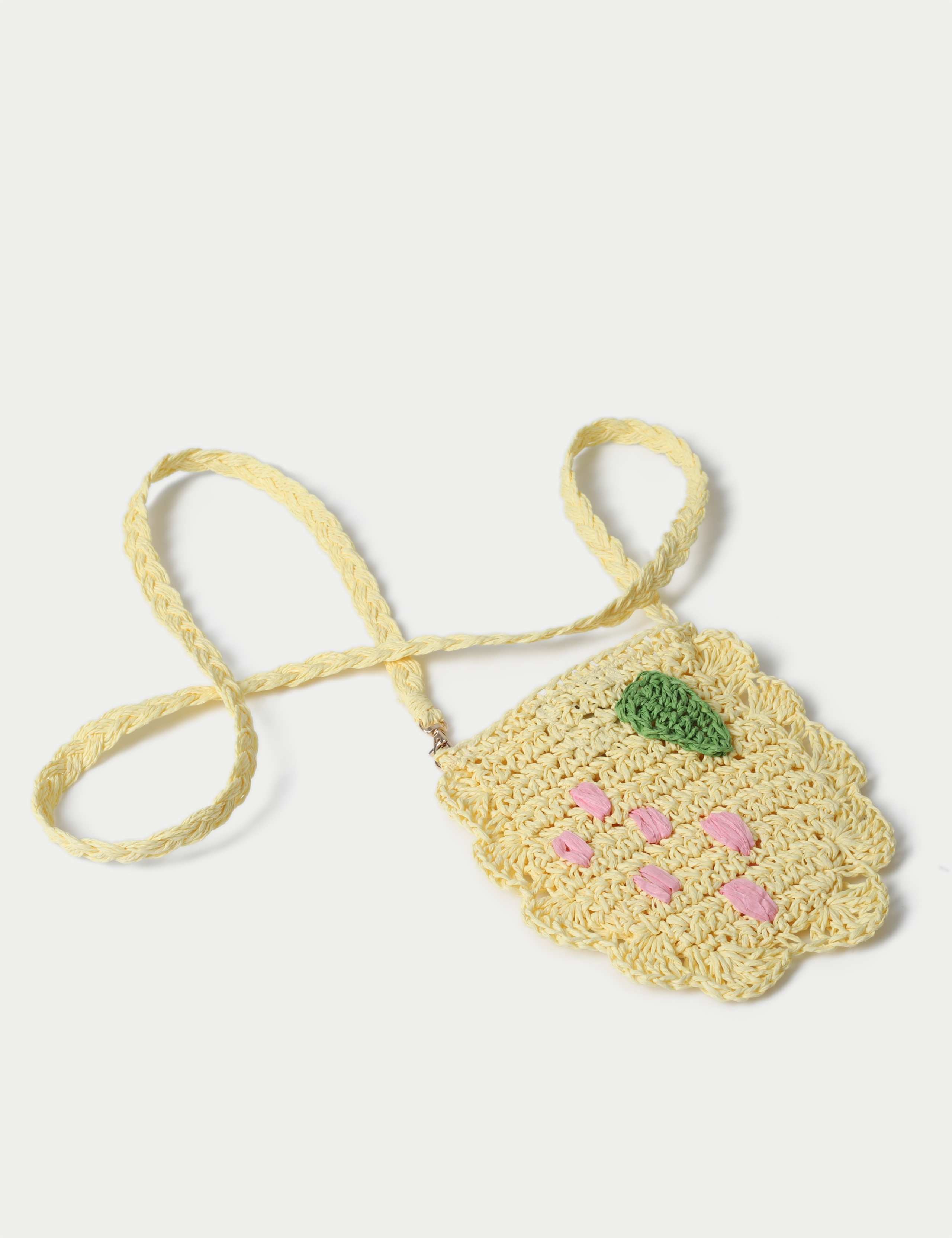 Lemon Raffia Bag with metal details, imported from the UK
