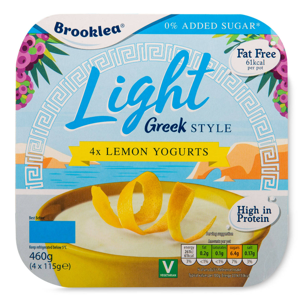 Lemon Greek style yogurt 4 pack 460g, imported from the UK