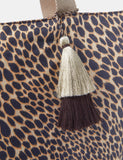 Accessorize leopard print beach bag with metallic handles (British brand)